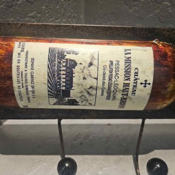 Metal Coat Hook Wine Motif 17" x 7" 5 Hooks - Picture 2 of 6